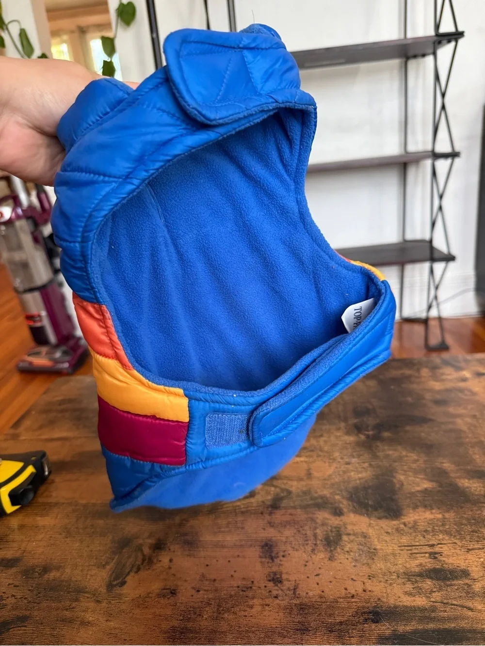 Top Paw dog Colorblock Puffer Vest in Blue, Pink, Yellow, Orange size small